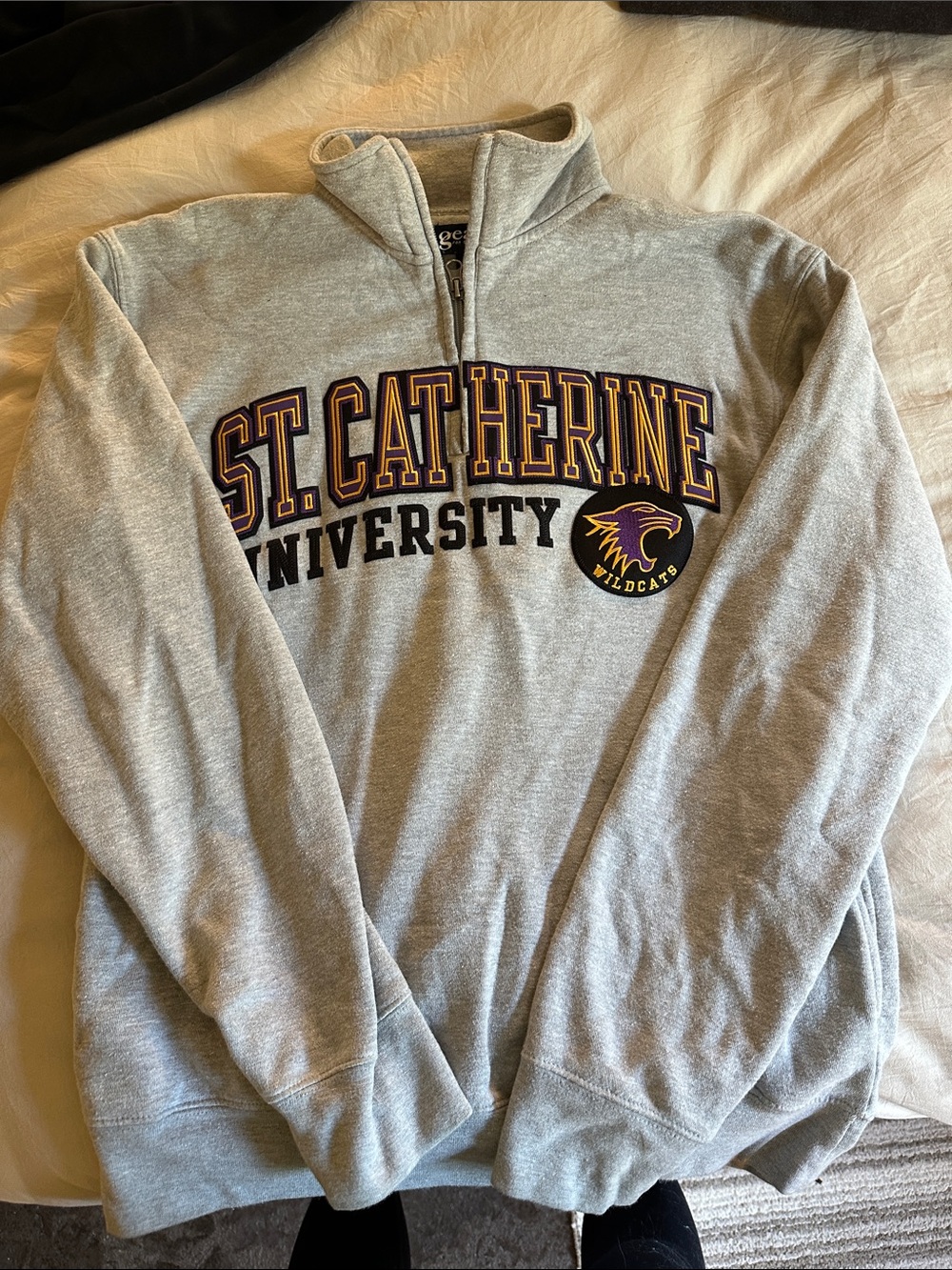 St. Catherine University Gray 1/4 Zip Sweatshirt - Wildcats